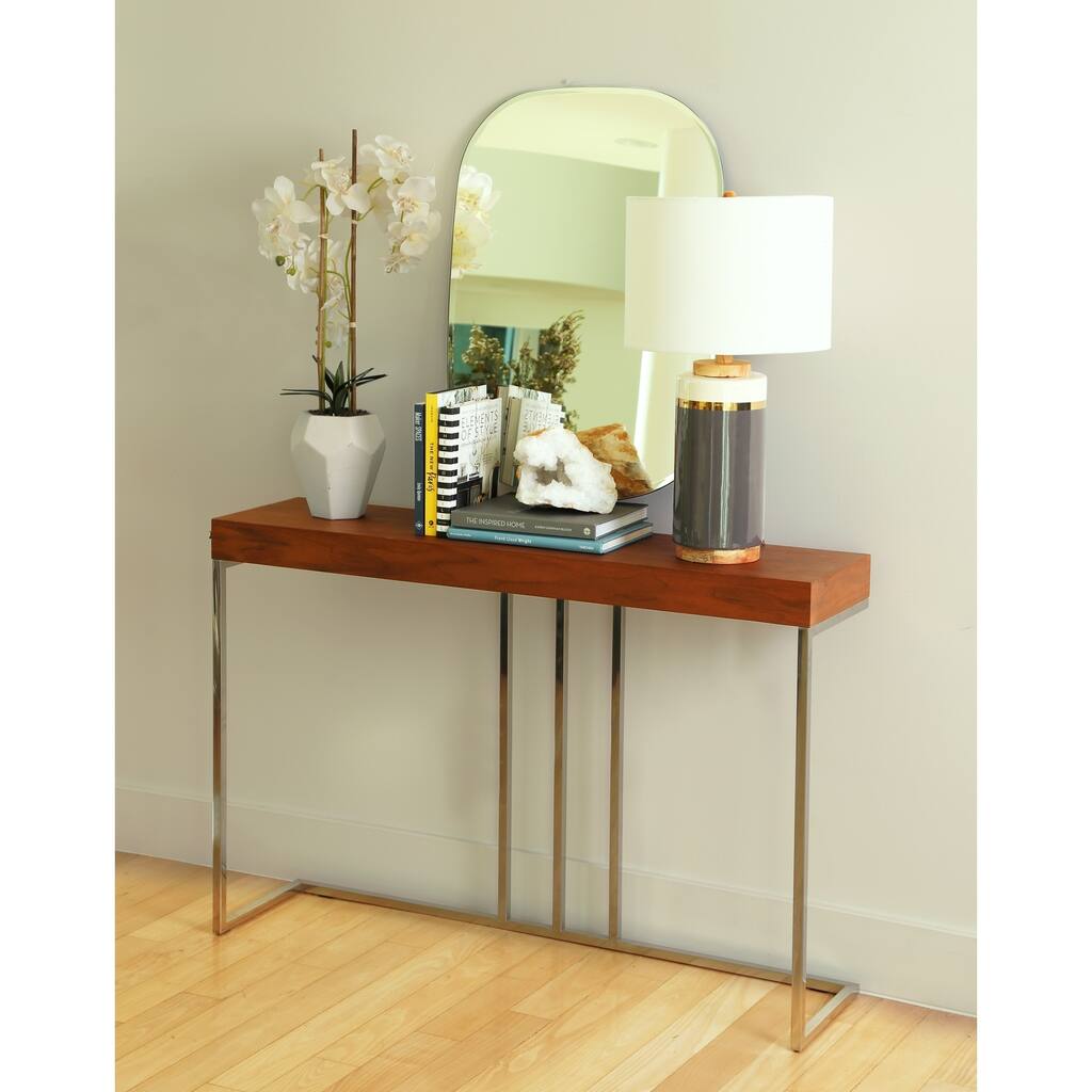 Abbyson Verona Walnut Metal Sofa Table