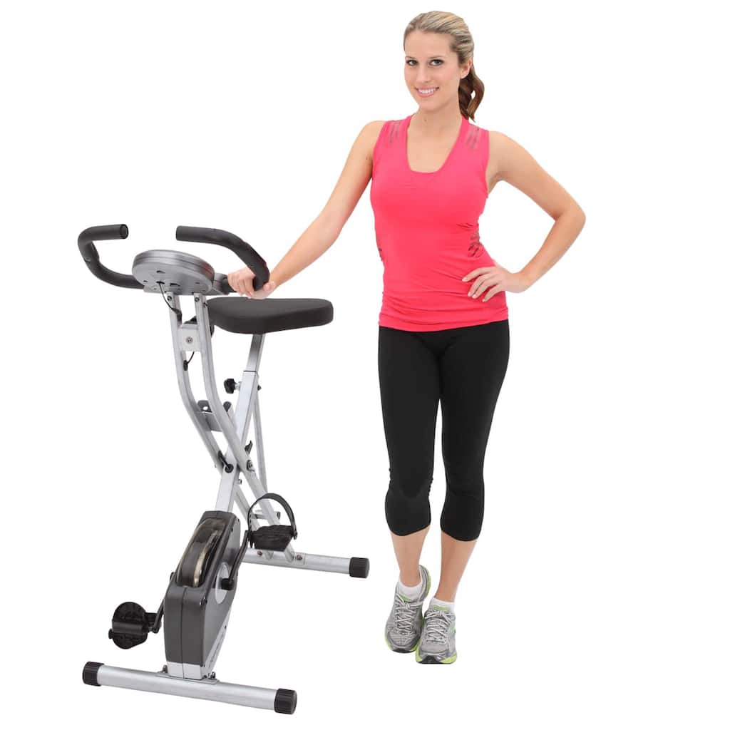 Exerpeutic 1200 Folding Pulse Monitor Magnetic Upright Bike - Black