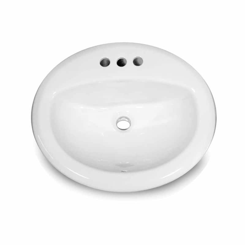 Highpoint Collection White Oval Porcelain Vitreous China Drop-in Vanity Sink