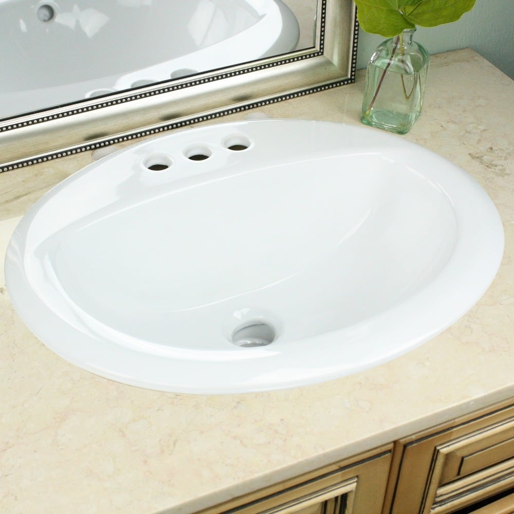 Highpoint Collection White Oval Porcelain Vitreous China Drop In Vanity Sink Overstock 6460924