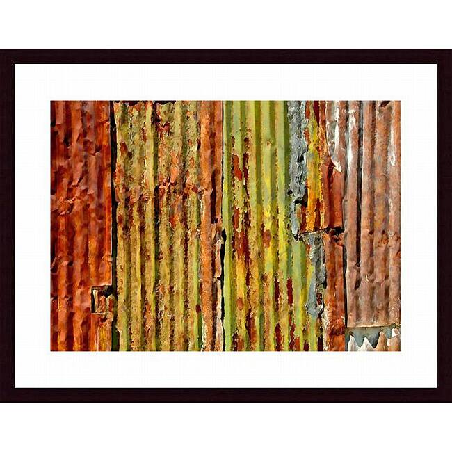 John K. Nakata 'Corrugated Metal Abstract' Wood Framed Art Print