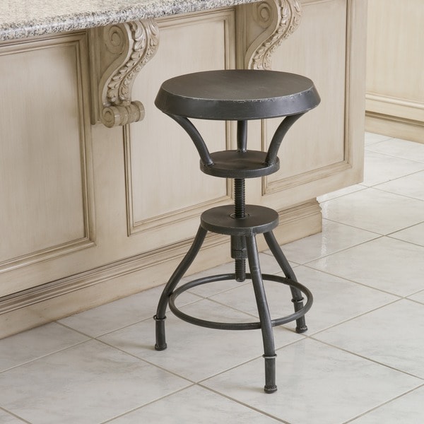 Lucian Rustic 18-inch Iron Top Adjustable Barstool by Christopher Knight Home