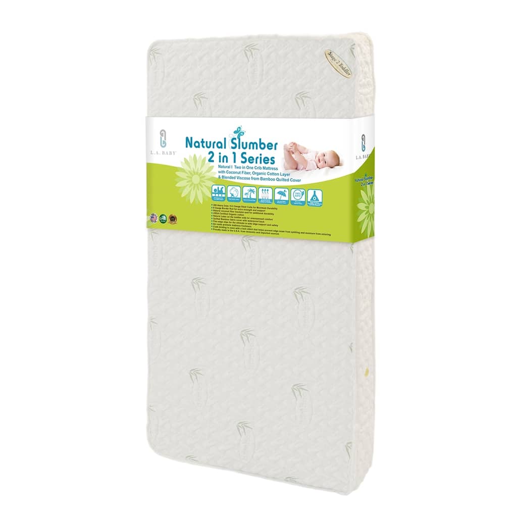 Natural I 2-in-1 Crib Mattress with Coconut Fiber, Organic Cotton Layer and Blended Viscose from Bamboo Quilted Cover