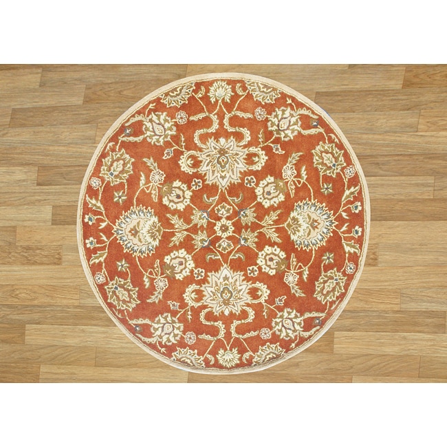 Alliyah Handmade Rusty Orange New Zealand Blend Wool Rug (8 Round)