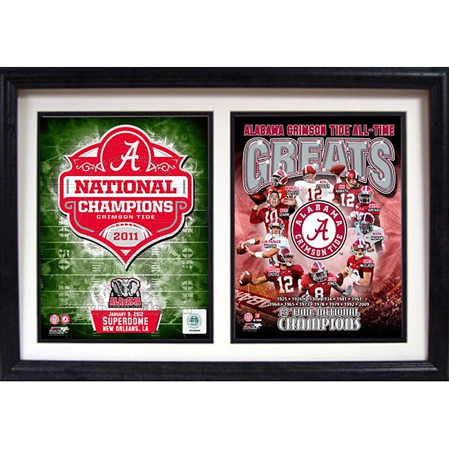 Encore Select 2011 National Champion University Of Alabama Double Frame (BlackComes ready to hangMaterials Wood/glass/paper/metalDimensions 18 inches high x 12 inches wide )