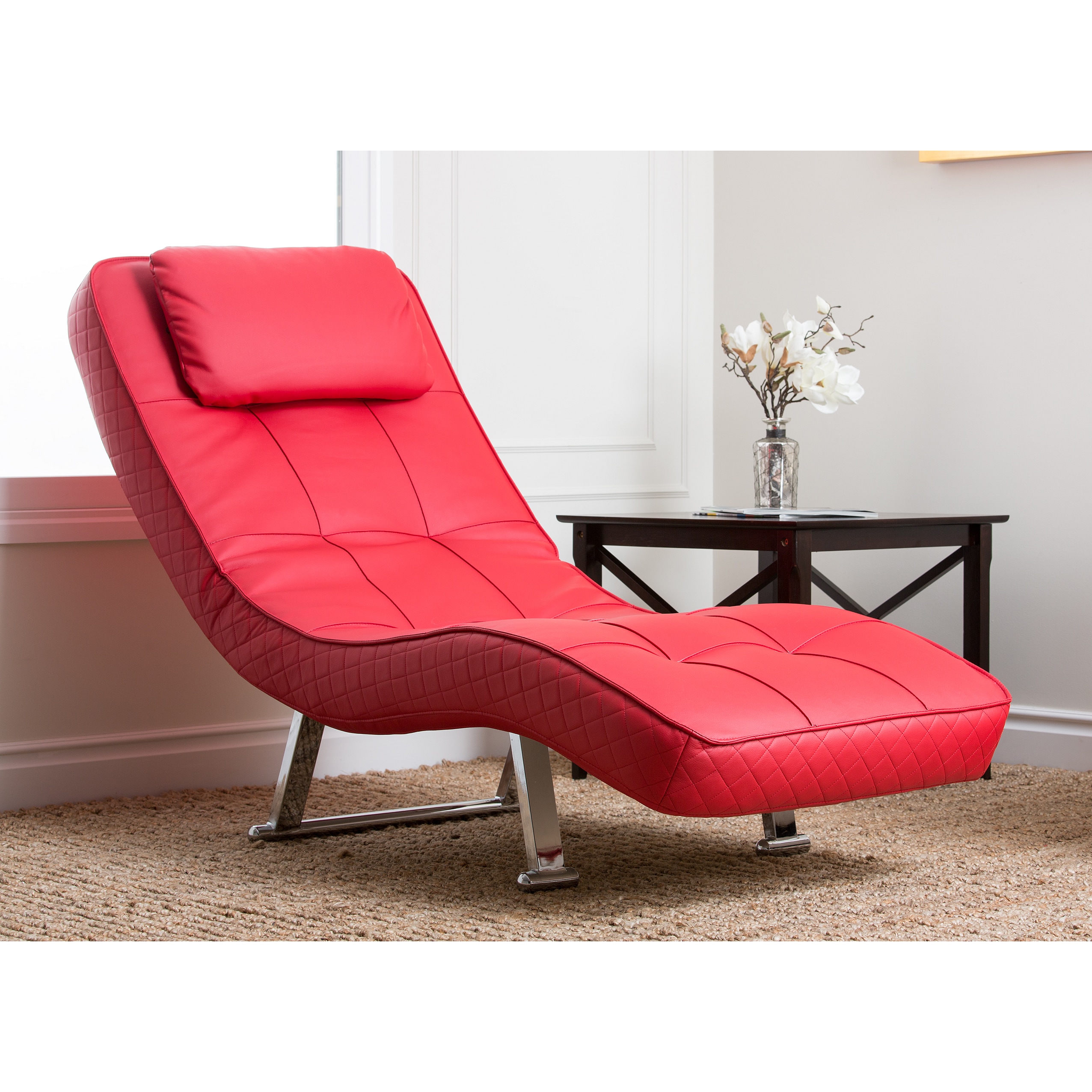 Abbyson Living Capri Red Euro Chaise