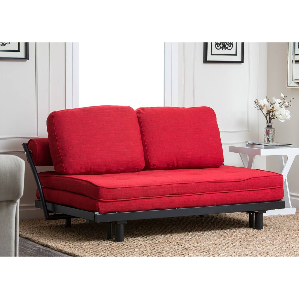 Abbyson Florence Red Fabric Convertible Sofabed