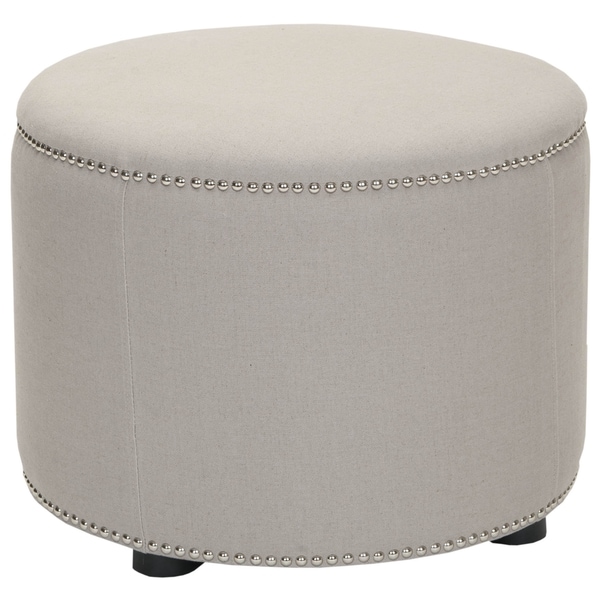 Shop Safavieh Florentine Beige Linen Round Ottoman - Free Shipping ...