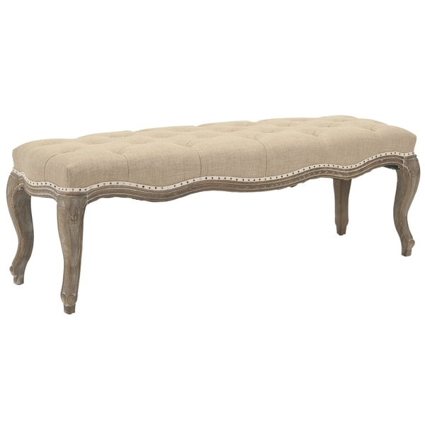 Limoux Grey Carved Oak Bench Safavieh Benches