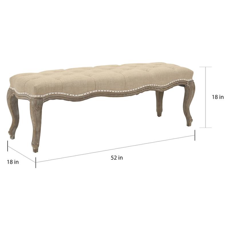Safavieh Old World Limoux Grey Carved Oak Bench - 52.4" x 17.7" x 17.5"