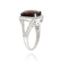 Glitzy Rocks Sterling Silver Garnet and Diamond Accent Ring (7ct TGW) Glitzy Rocks Gemstone Rings