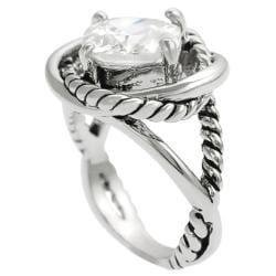 Tressa Silvertone Cushion cut Cubic Zirconia Rope style Ring Tressa Cubic Zirconia Rings