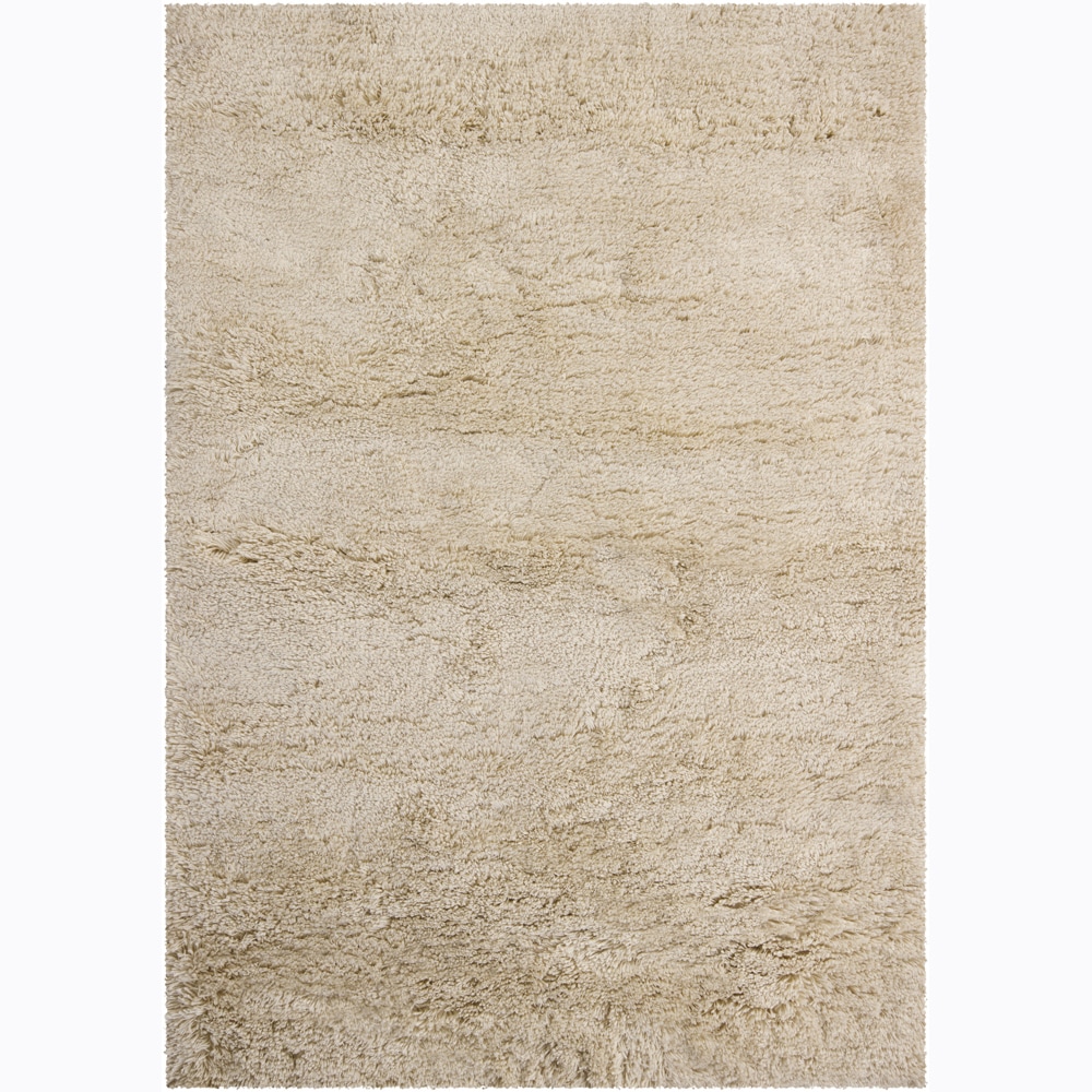 Handwoven Mandara Off white Shag Rug (7 9 X 10 6)