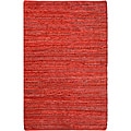 Hand-woven Matador Red Leather Rug (9' x 12')