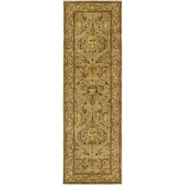 Handmade Mahal Light Brown/ Beige N.Z. Wool Rug (26 X 16)