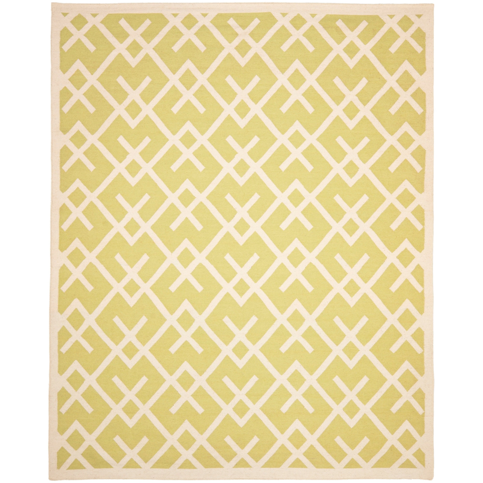 Moroccan Light Green/ivory Dhurrie Transitional Wool Rug (9 X 12)