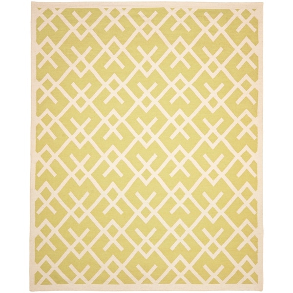 Safavieh Moroccan Lime Green/Ivory Reversible Dhurrie Transitional Wool Rug - 9' x 12'