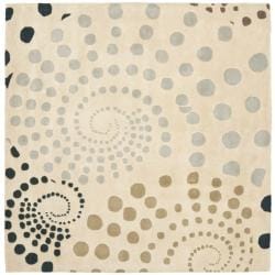 Handmade Cosmos Beige New Zealand Wool Rug (6' Square) Safavieh Round/Oval/Square