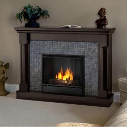 Shop Real Flame Bennett Dark Walnut Gel Fuel Fireplace Overstock
