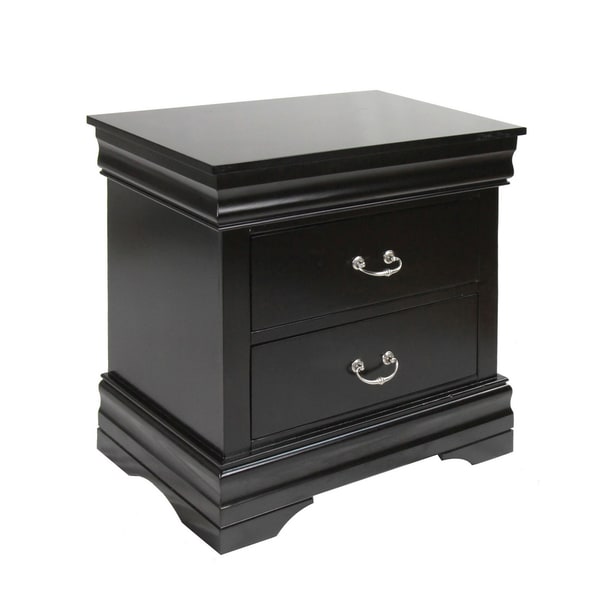 Furniture of America Laurelle Solid Wood 2Drawer Black Nightstand  Free Shipping Today 