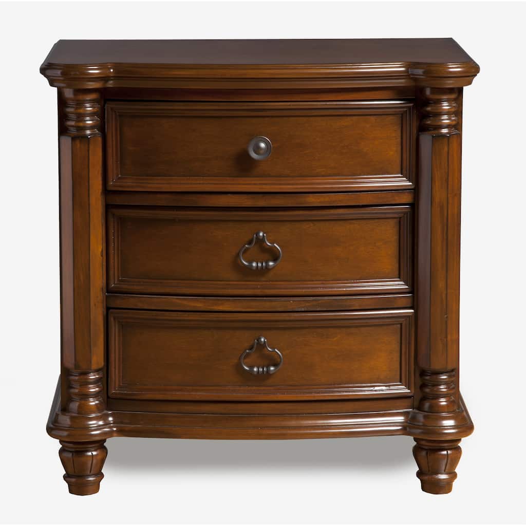 Furniture of America Brown Cherry Solid Wood 3-drawer Nightstand