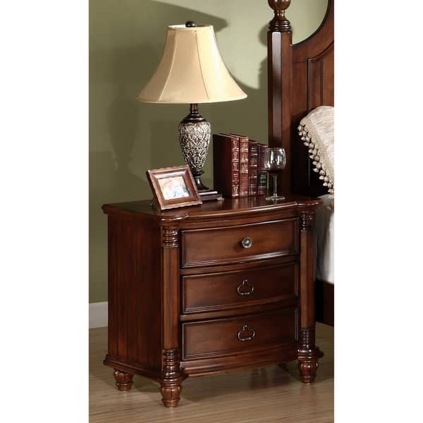 Shop Furniture Of America Three Drawer Brown Cherry Nightstand Free Shipping Today Overstock 6464394