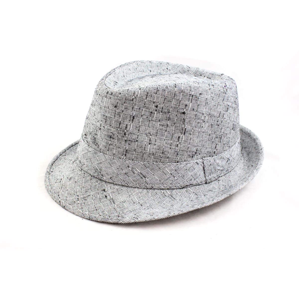 Faddism Gray/white Polycotton Fedora Hat (65 percent cotton/35 percent polyesterBanded detail )