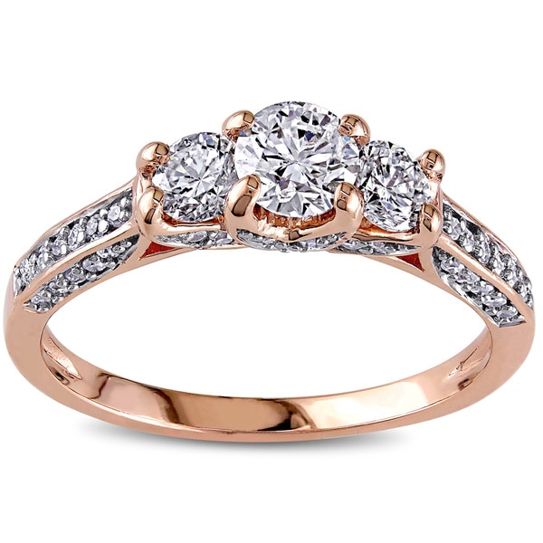 Miadora Signature Collection 10k Pink Gold 1ct TDW Diamond 3-Stone Ring (G-H, I1-I2)