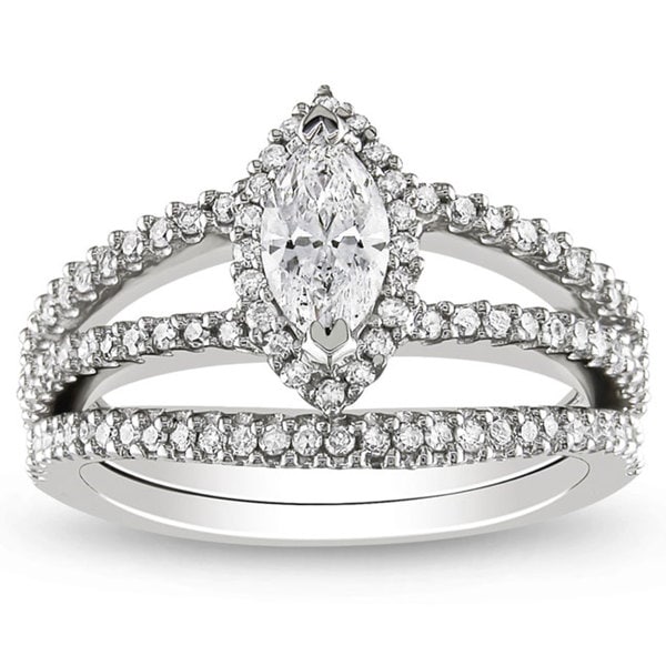 Shop Miadora 14k White Gold 1ct Tdw Diamond Bridal Ring Set G H I1 I2 Free Shipping Today