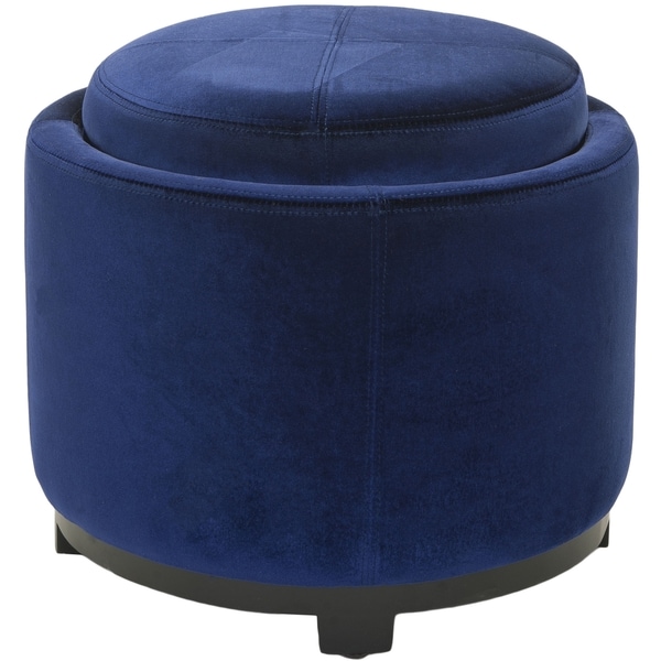 Shop Safavieh Broadway Single Tray Royal Blue Storage Round Ottoman ...