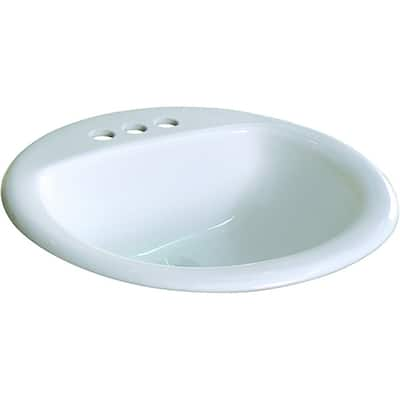 Fine Fixtures Ceramic 19-inch Drop-in Self Rimming White Bathroom Sink - 19" x 19"