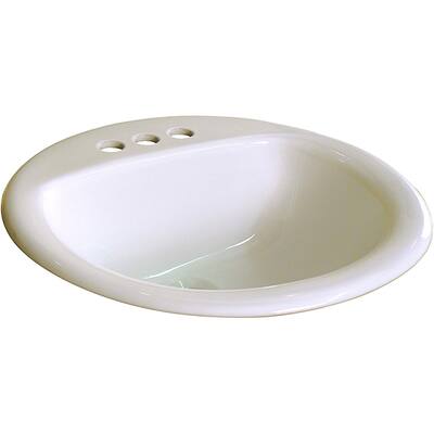 Fine Fixtures Ceramic 19-inch Biscuit Bathroom Drop in Self Rimming Sink