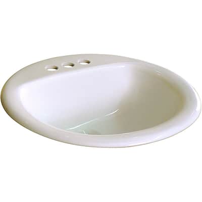 Fine Fixtures Ceramic 19-inch Biscuit Bathroom Drop in Self Rimming Sink