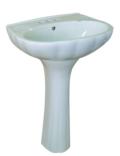 Fine Fixtures Ceramic 21.5-inch White Pedestal Bathroom Sink