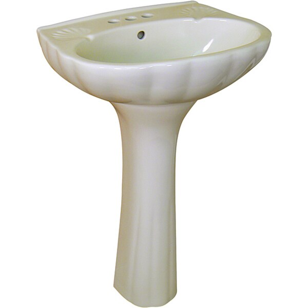 Fine Fixtures Ceramic 21.8-inch Biscuit Pedestal Bathroom Sink