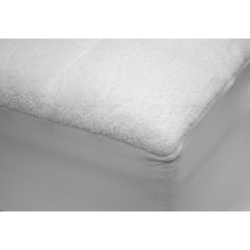 LoftWorks Microplush Extra Soft Plush Top Mattress Pad with Deep Skirt - White