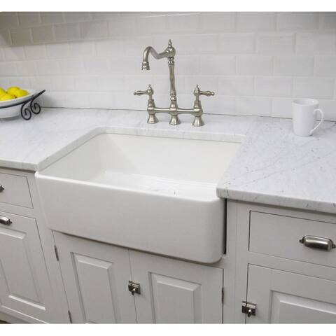 Fine Fixtures Fireclay Sutton 23.25-inch White Farmhouse Kitchen Sink
