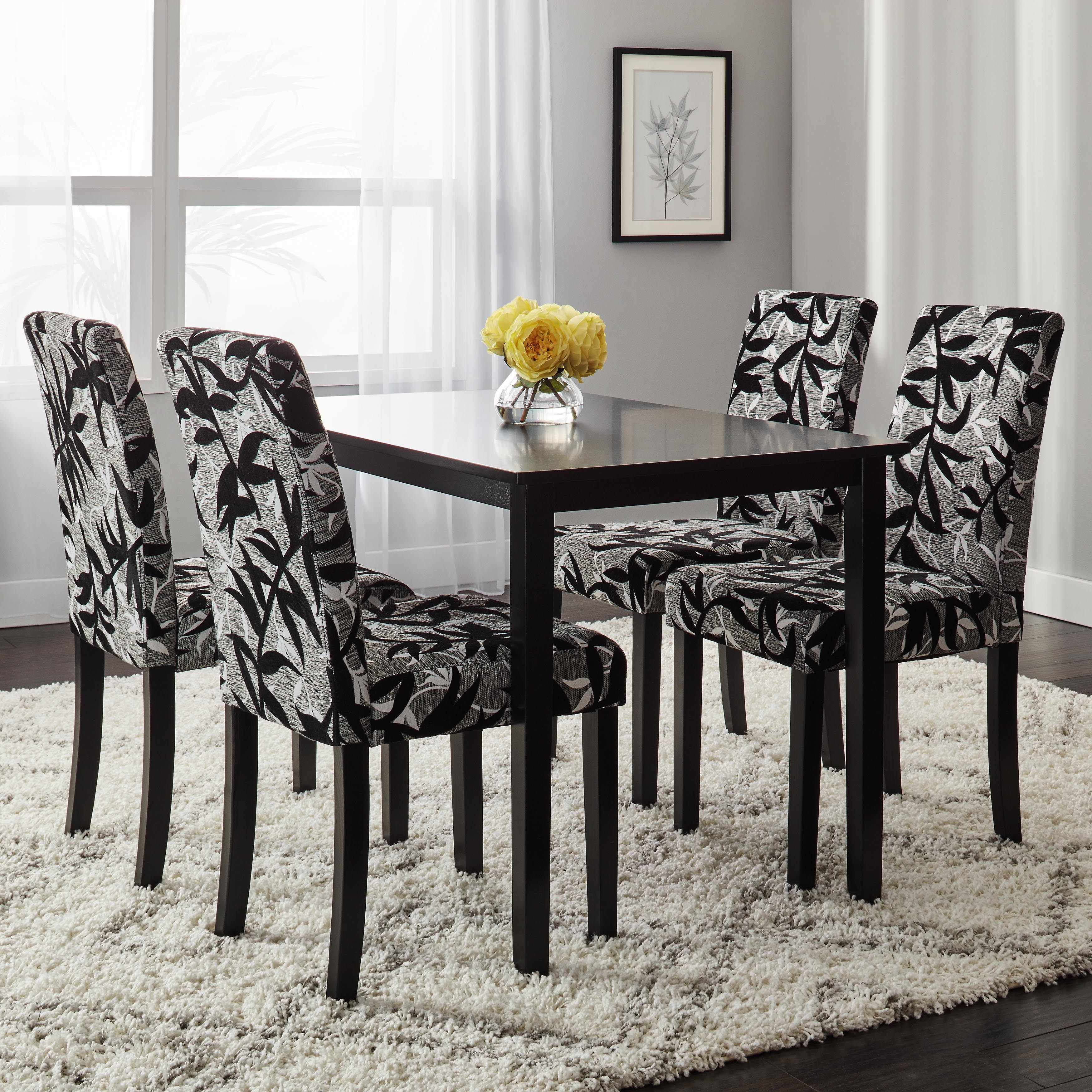 simple living parson black and silver 5piece dining table and chairs set
