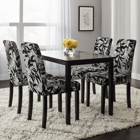 Simple Living Parson Black and Silver 5-Piece Dining Table and Chairs Set