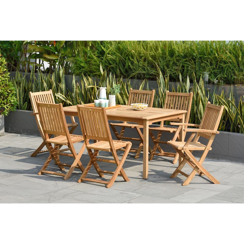 Amazonia Augusta Teak 7-piece Rectangular Dining Set - 7 piece - Brown