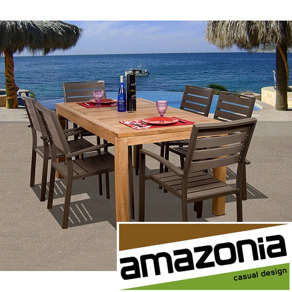 Shop Amazonia Teak Mandalay 7piece Teak/ Plastic Wood Dining Set