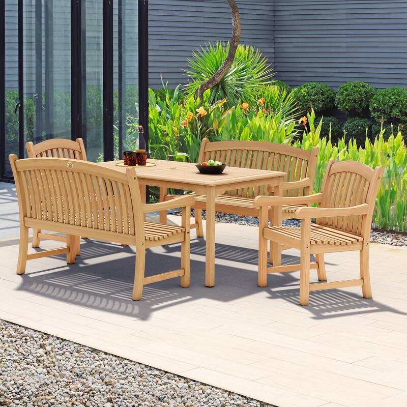 Amazonia Hartford 5-piece Teak Rectangular Dining Set - 5 Piece - Brown
