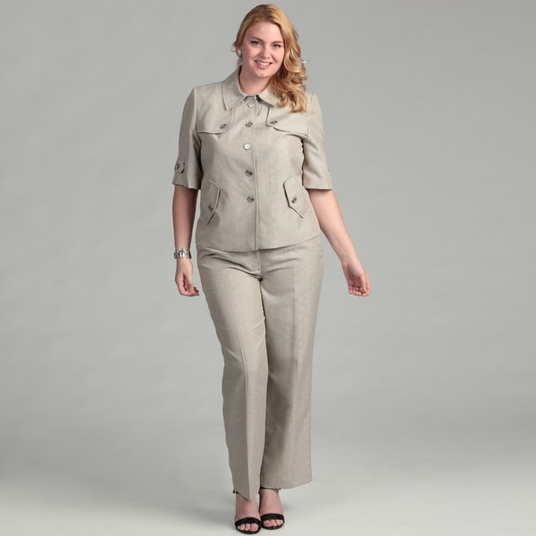 Emily Women's Plus Four button Pant Suit Emily Suits & Suit Separates