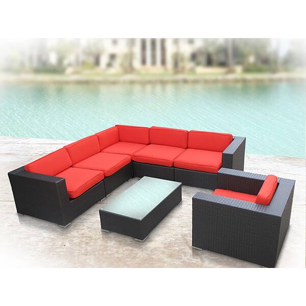 Shop Corona Outdoor Patio Espresso 7 Piece Sectional Sofa Set Overstock 6468059