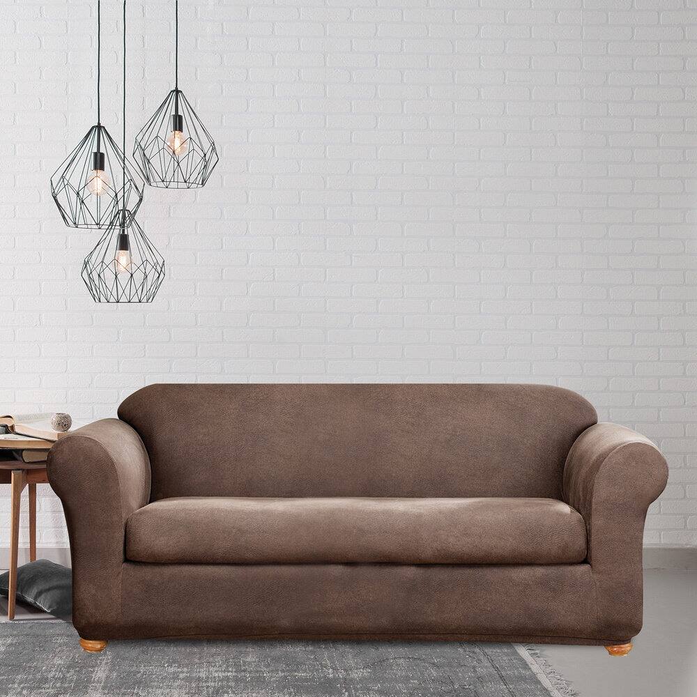 Sure Fit Stretch Leather 2-piece Sofa Slip Cover