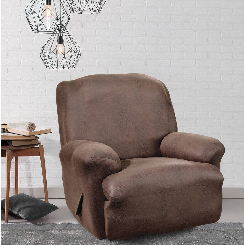 Sure Fit Brown Stretch Faux Leather Recliner Slipcover