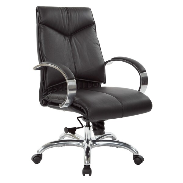 Shop Deluxe Mid-Back Executive Black Leather Chair - Free Shipping ...
