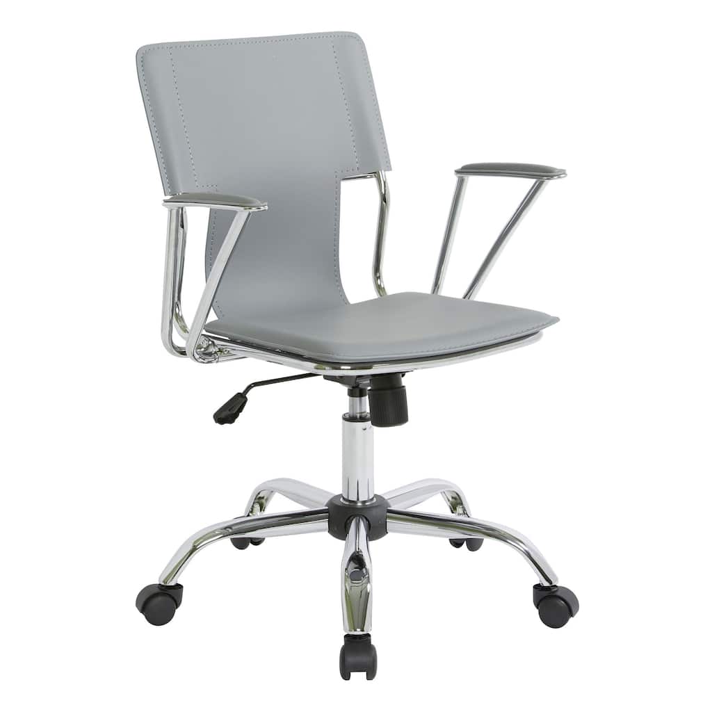 OSP Home Furnishings Dorado Office Chair with Fixed Padded Arms and Chrome Finish