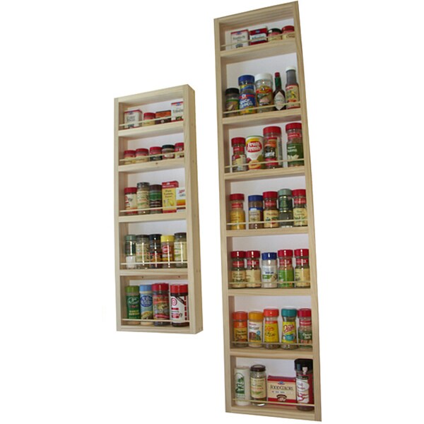 Solid Pine Wood Wall and Door Spice Racks (Set of 2)