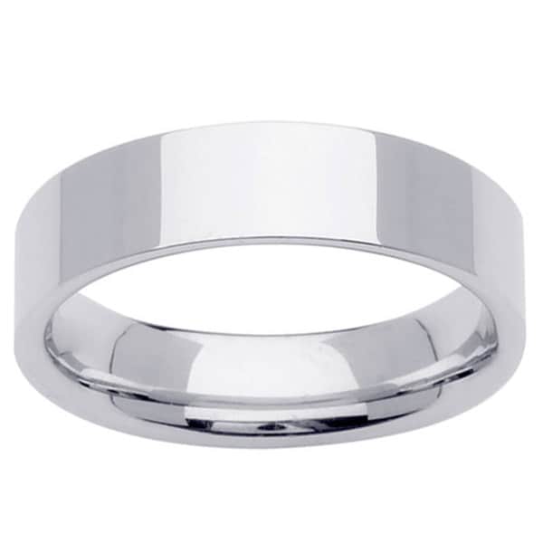 14k White Gold Men's High-polish Wedding Band